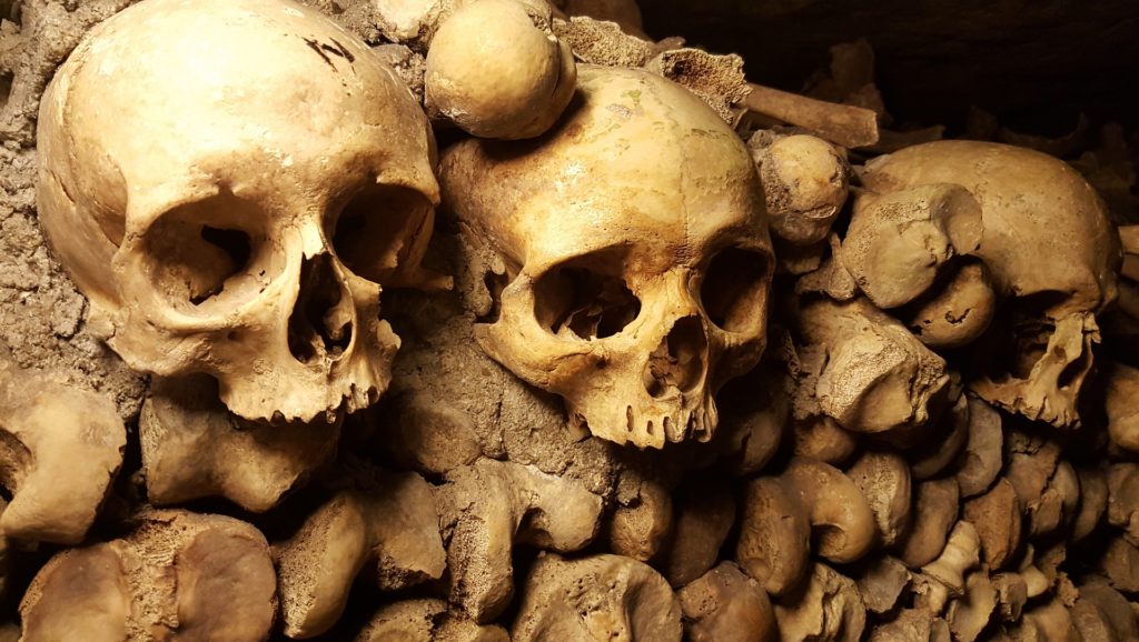 Les crânes et tibias des Catacombes de Paris